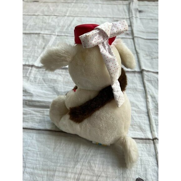 Dakin White Dog Plush Red Cap Bag Bow Adorable Puppy Stuffed Animal  Size 10”‎ - Picture 5 of 7